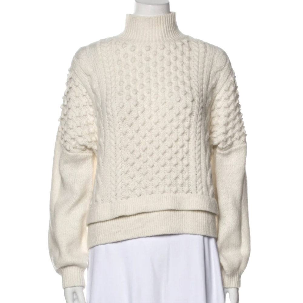 FRAME nubby waffle knit wool sweater